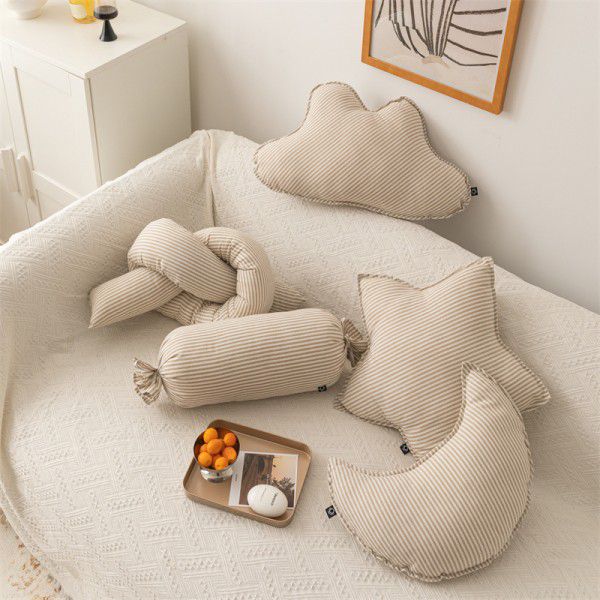 Cotton and linen stripe series pillow, star, moon, cloud stripe, twist candy, home sofa, pillow 