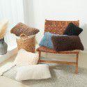 Pure color plush cashmere autumn and winter straw wool cushion cover ins wind non core pillow waist linen cushion cover 