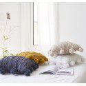 Retro style simple sofa pillow Japanese cotton linen jacquard ball pillow solid tassel cushion 