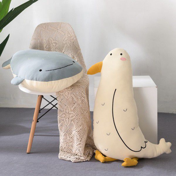Creative Sita Animal Pillow Office Lunch Rest Waist Cushion Seabird Whale Bear Plush Toy Girl Gift 
