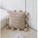 Retro style simple sofa pillow Japanese cotton linen jacquard ball pillow solid tassel cushion 