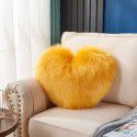 Cute solid color imitation wool throw pillow car pillow heart-shaped sofa waist cushion office seat plush cushion 