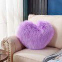 Cute solid color imitation wool throw pillow car pillow heart-shaped sofa waist cushion office seat plush cushion 