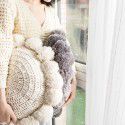 Yutujia Creative Round Ball Pillow Nordic Design Handmade Woolen Sofa Cushion Cushion Solid Color Cushion 