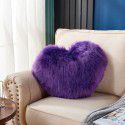 Cute solid color imitation wool throw pillow car pillow heart-shaped sofa waist cushion office seat plush cushion 