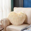 Cute solid color imitation wool throw pillow car pillow heart-shaped sofa waist cushion office seat plush cushion 