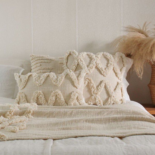 Customized wave cotton tufted waist pillow Bohemian ins style pillowcase sofa cushion cushion cushion cushion wholesale 