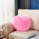 Cute solid color imitation wool throw pillow car pillow heart-shaped sofa waist cushion office seat plush cushion 