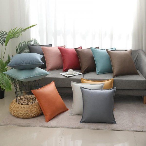 Science and technology cloth pillow sitting room sofa luxury high-end cushion pillow Nordic modern leather waterproof car waist pillow 
