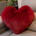 Cute solid color imitation wool throw pillow car pillow heart-shaped sofa waist cushion office seat plush cushion 
