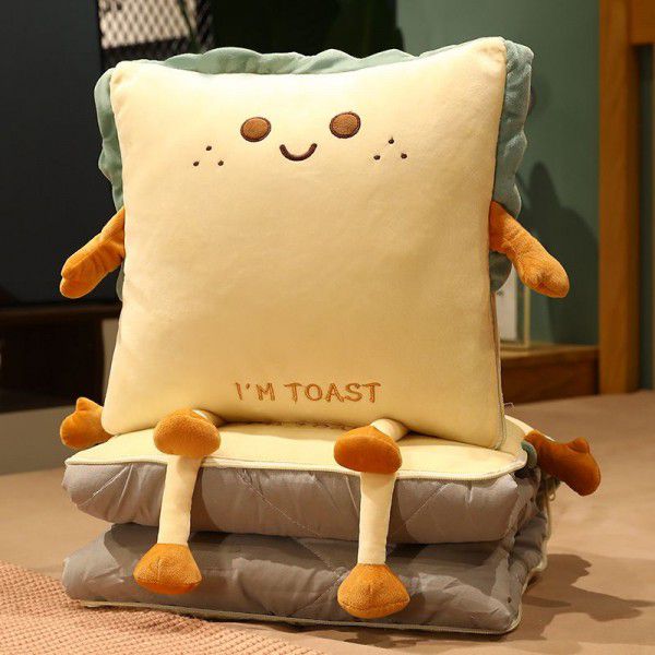 Toast Bread Throwing Pillow Quilt Plush Cartoon Throwing Pillow Office Waist Ins Cartoon Air Conditioner Room Throwing Pillow Quilt 