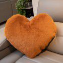 Cute solid color imitation wool throw pillow car pillow heart-shaped sofa waist cushion office seat plush cushion 