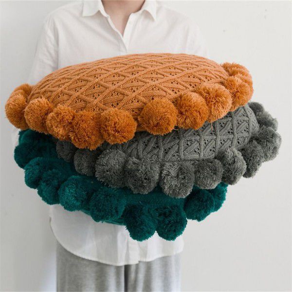 Ruijing ins wind net red knitting bedside sofa, living room, ball pillow, bedside cushion, Eni yarn 