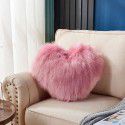 Cute solid color imitation wool throw pillow car pillow heart-shaped sofa waist cushion office seat plush cushion 