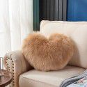 Cute solid color imitation wool throw pillow car pillow heart-shaped sofa waist cushion office seat plush cushion 