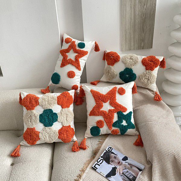Nordic ins bohemian tufted five pointed star pillow popular home stay sofa bedside cushion office waist pillow 