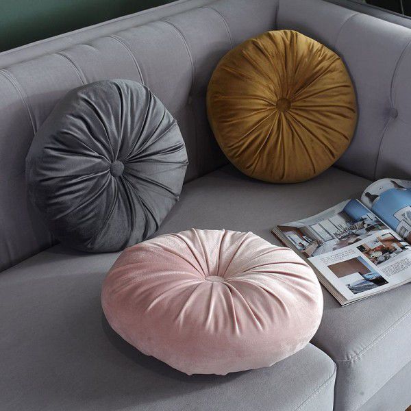 Autumn and winter Dutch velvet round thickened pillow Office waist against Nordic ins solid color bedside sofa Pumpkin pillow 
