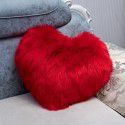 Cute solid color imitation wool throw pillow car pillow heart-shaped sofa waist cushion office seat plush cushion 