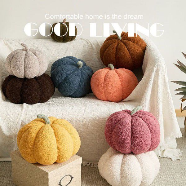 Pumpkin pillow cute female creative shaped sofa cushion Christmas round plush toy yellow cushion large 
