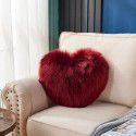 Cute solid color imitation wool throw pillow car pillow heart-shaped sofa waist cushion office seat plush cushion 