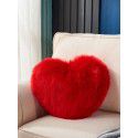 Cute solid color imitation wool throw pillow car pillow heart-shaped sofa waist cushion office seat plush cushion 