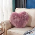 Cute solid color imitation wool throw pillow car pillow heart-shaped sofa waist cushion office seat plush cushion 
