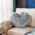Cute solid color imitation wool throw pillow car pillow heart-shaped sofa waist cushion office seat plush cushion 