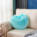 Cute solid color imitation wool throw pillow car pillow heart-shaped sofa waist cushion office seat plush cushion 