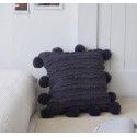 Retro style simple sofa pillow Japanese cotton linen jacquard ball pillow solid tassel cushion 