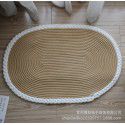 Simple Japanese woven mat porch floor mat doormat bathroom water absorbing scrub floor mat cream oval floor mat 