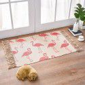 Nordic light luxury cotton woven floor mat fabric printed tassel floor mat household living room bedroom bedside mat carpet 