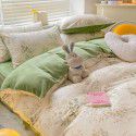 Winter A pure cotton B milk velvet bedding 4-piece set thickened cotton coral velvet quilt cover flange flannel bedspread 