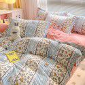 Autumn and winter thickened milk velvet bed four piece set, double-sided plush warm coral velvet bed sheet and quilt cover, three piece set wholesale 