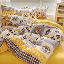 Autumn and winter cartoon small fresh milk velvet four piece set plush double faced plush thickened bed sheet quilt cover bed three piece set 