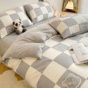 Winter A pure cotton B milk velvet bedding 4-piece set thickened cotton coral velvet quilt cover flange flannel bedspread 