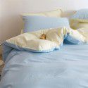 Cotton 60 Thread Count Cotton Washed Cotton 4 Piece Set Solid Color Flat Sheet Fitted Sheet Student Dormitory 3 Piece Set Imported and Exported