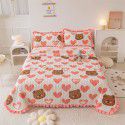 Autumn and winter thickened milk velvet bed cover three piece quilted cotton crystal velvet blanket lace warm blanket sub sheet 