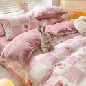 Winter A pure cotton B milk velvet bedding 4-piece set thickened cotton coral velvet quilt cover flange flannel bedspread 