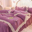 Wedding red four piece set, newly married light luxury bed sheet, quilt cover, net red wedding bedding, spring and autumn style 
