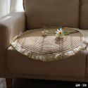 Nordic cotton and linen woven tassel floor mat rope woven French window carpet home stay decoration study teahouse tea table mat round 
