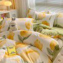 Autumn and winter thickened milk velvet bed four piece set, double-sided plush warm coral velvet bed sheet and quilt cover, three piece set wholesale 