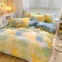 Autumn and winter thickened milk velvet bed four piece set, double-sided plush warm coral velvet bed sheet and quilt cover, three piece set wholesale 
