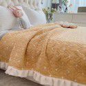 Autumn and winter thickened milk velvet bed cover three piece quilted cotton crystal velvet blanket lace warm blanket sub sheet 