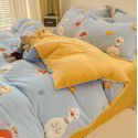Autumn and winter thickened milk velvet bed four piece set, double-sided plush warm coral velvet bed sheet and quilt cover, three piece set wholesale 