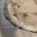 Nordic cotton and linen woven tassel floor mat rope woven French window carpet home stay decoration study teahouse tea table mat round 