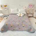 Autumn and winter thickened milk velvet bed cover three piece quilted cotton crystal velvet blanket lace warm blanket sub sheet 