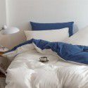Cotton 60 Thread Count Cotton Washed Cotton 4 Piece Set Solid Color Flat Sheet Fitted Sheet Student Dormitory 3 Piece Set Imported and Exported