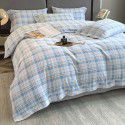Good thick brushed 4-piece set of all cotton pure cotton simple stripes in autumn and winter 