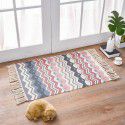 Nordic light luxury cotton woven floor mat fabric printed tassel floor mat household living room bedroom bedside mat carpet 