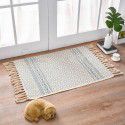 Nordic light luxury cotton woven floor mat fabric printed tassel floor mat household living room bedroom bedside mat carpet 